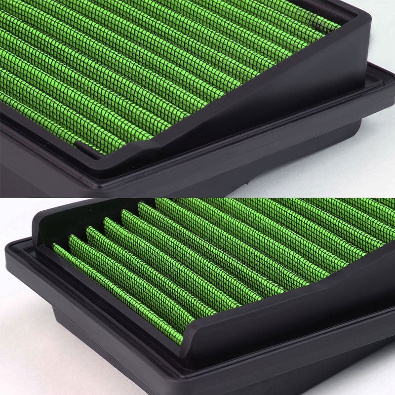 Green High Flow Washable/Reuse Airbox Drop-In Panel Air Filter For 07-08 FIT 1.5-Performance-BuildFastCar