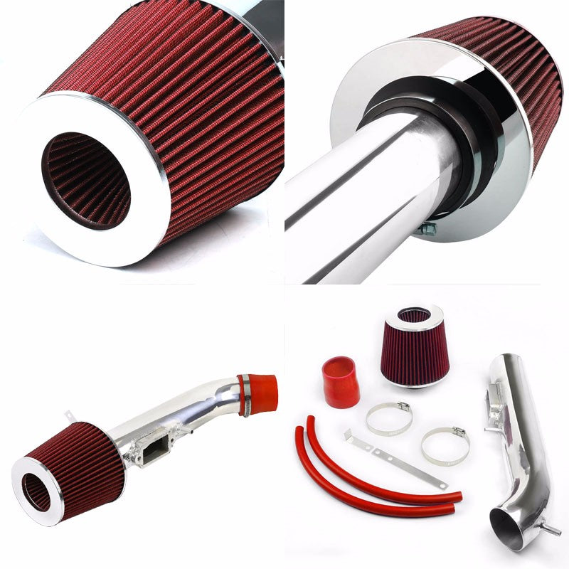 Polish Shortram Air Intake+Red Dry Filter For Lexus 98-00 S160 GS300 3.0L 2JZ-Performance-BuildFastCar
