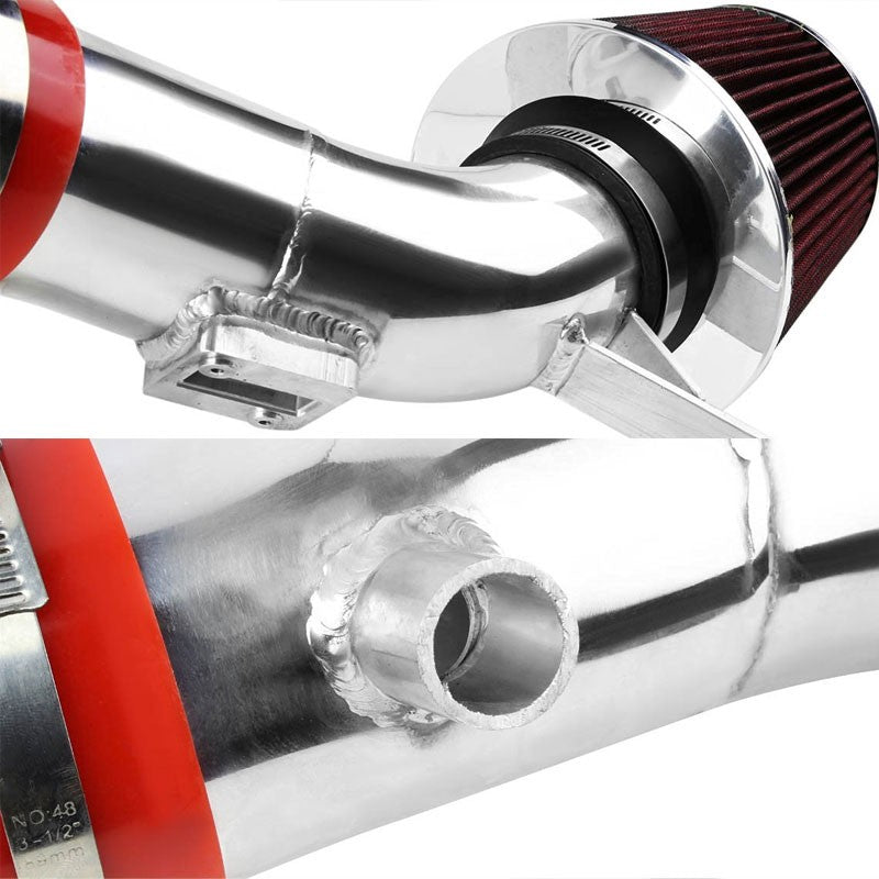 Shortram Air Intake Polish Pipe/Red Filter For Nissan 07-12 Altima L32A D32 V6-Performance-BuildFastCar