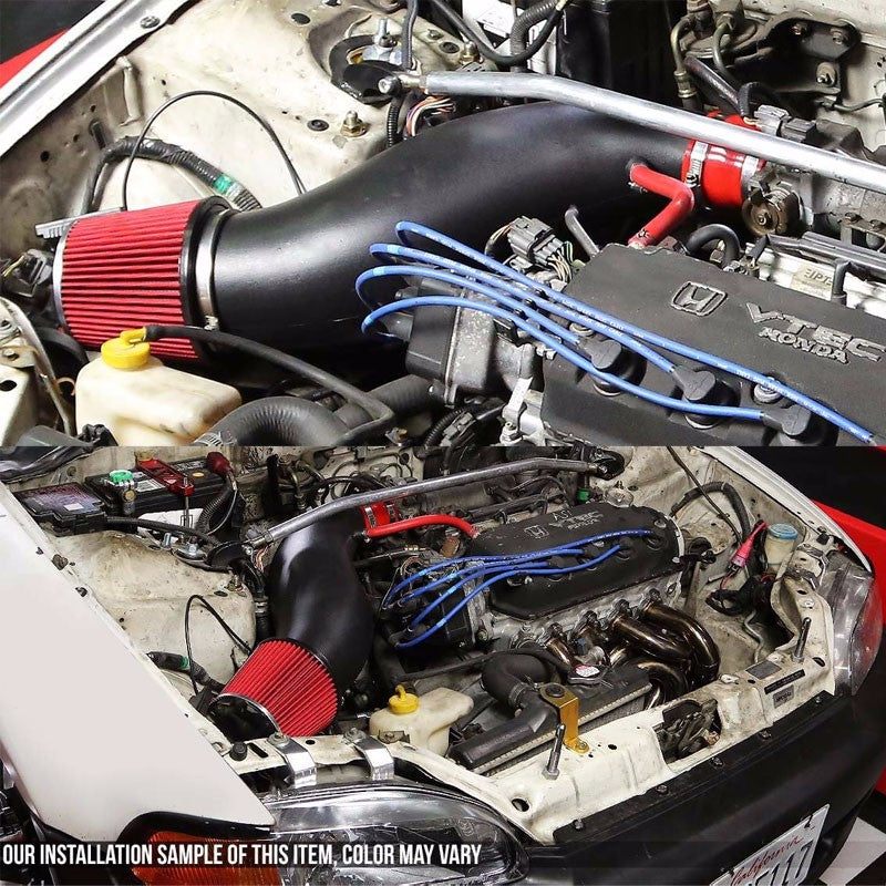 Black Shortram Air Intake+Green Filter For Honda 92-00 Civic/Del Sol 1.5L/1.6L-Performance-BuildFastCar