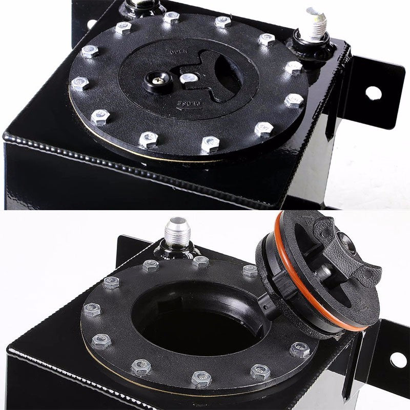 Black Aluminum 1 Gallon/3.75L Gas Fuel Cell Tank/Black Cap Door+Level Sender-Performance-BuildFastCar