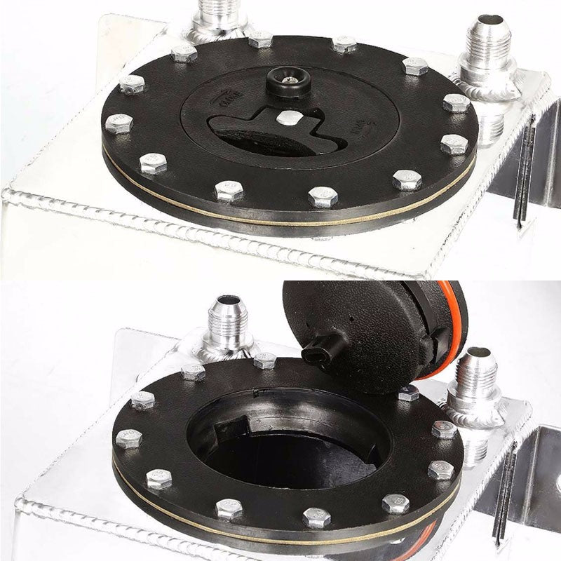 Polish Aluminum 1 Gallon/3.75L Gas Fuel Cell Tank/Black Cap Door+Level Sender-Performance-BuildFastCar