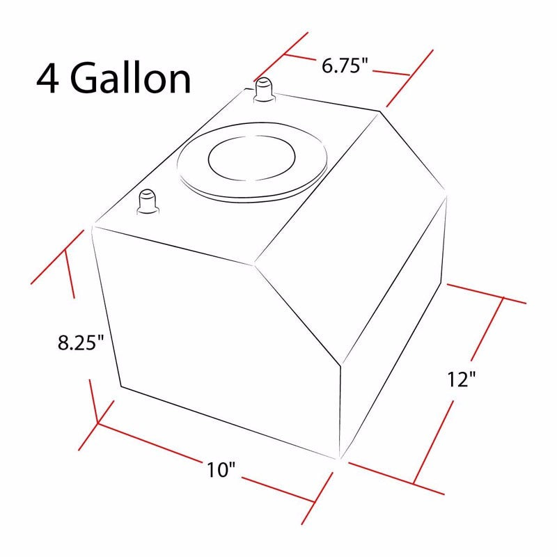 Polish Aluminum 4 Gallon/15L Gas Fuel Cell Tank/Black Cap Door+Level Sender-Performance-BuildFastCar