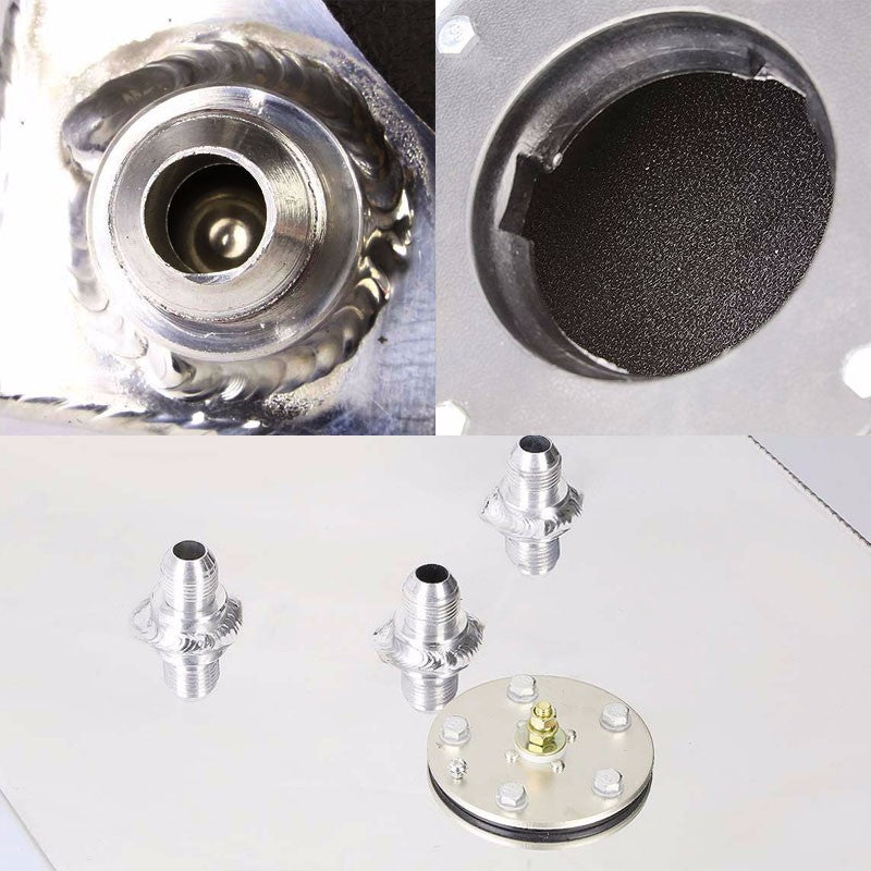 Polish Aluminum 12 Gallon/45.4L Gas Fuel Cell Tank/Black Cap Door+Level Sender-Performance-BuildFastCar