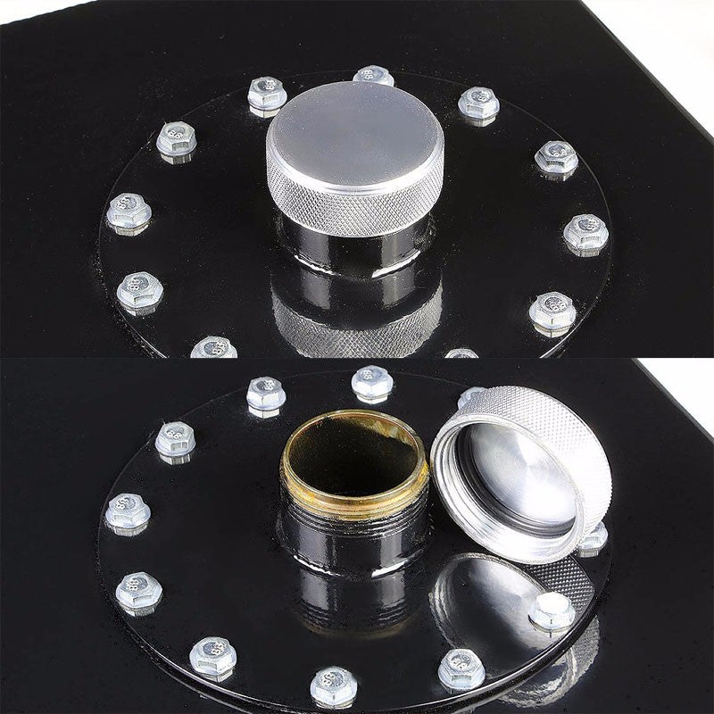 Black Aluminum 15 Gallon/45.4L Gas Fuel Cell Tank/Black Cap Door+Level Sender-Performance-BuildFastCar