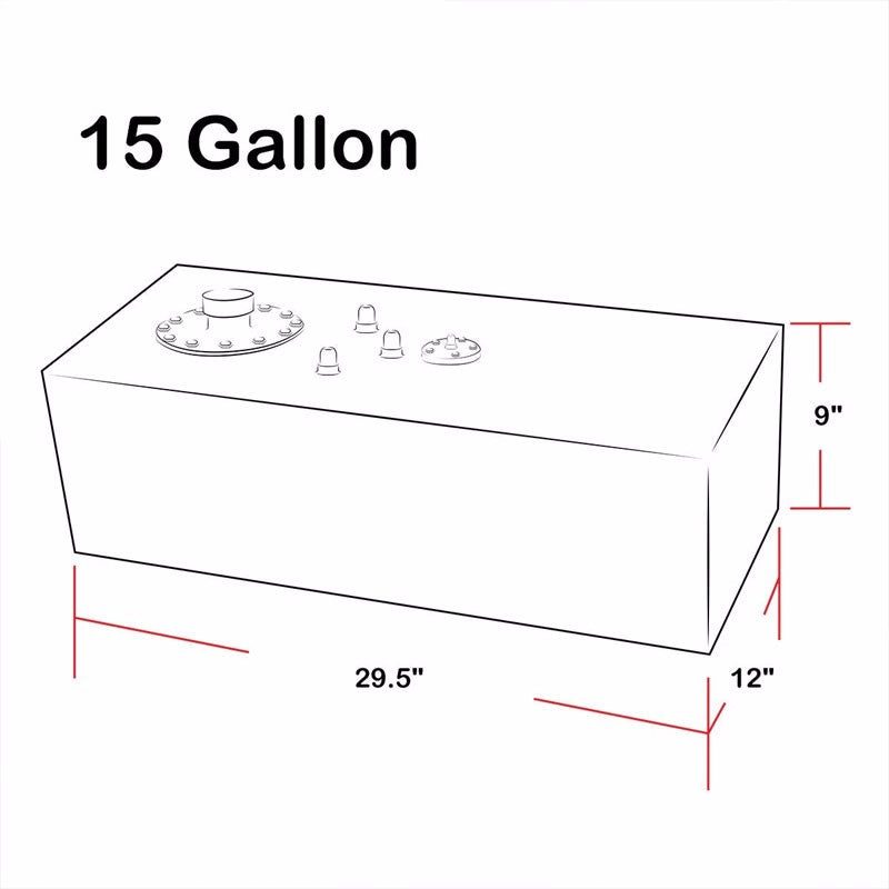 Black Aluminum 15 Gallon/45.4L Gas Fuel Cell Tank/Black Cap Door+Level Sender-Performance-BuildFastCar