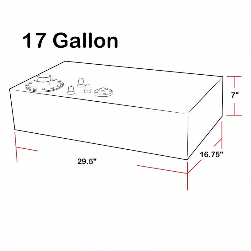Black Aluminum 17 Gallon/64.4L T2 Fuel Cell Tank/Black Cap Door+Level Sender-Performance-BuildFastCar