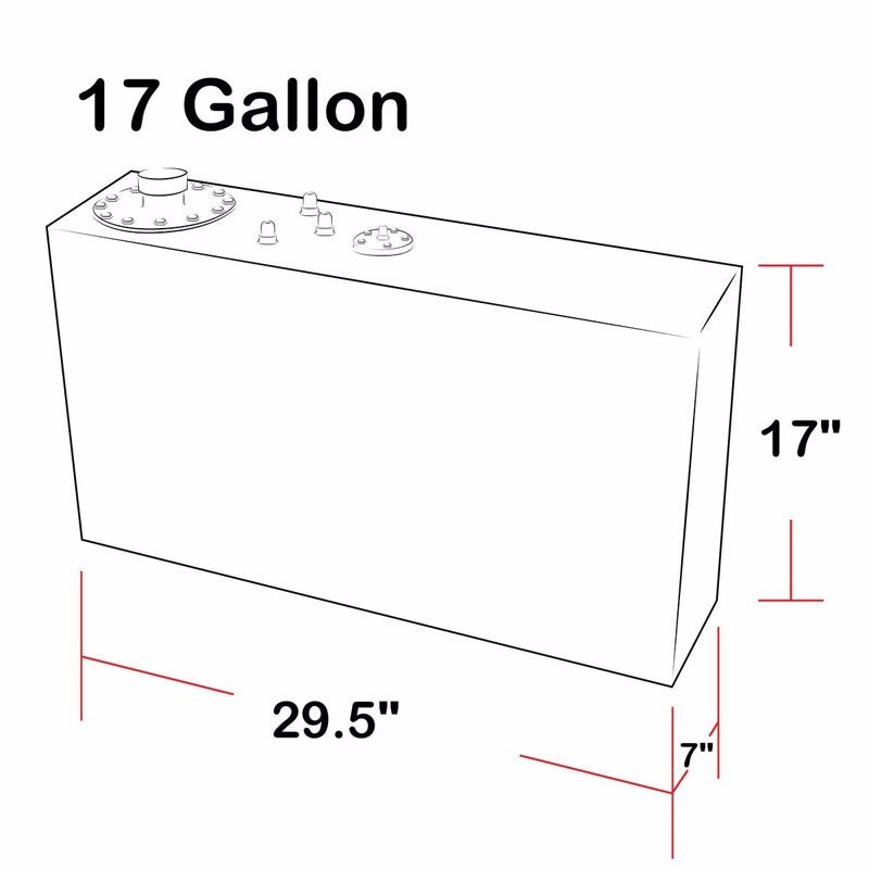Polish Aluminum 17 Gallon/64.4L Gas Fuel Cell Tank/Black Cap Door+Level Sender-Performance-BuildFastCar