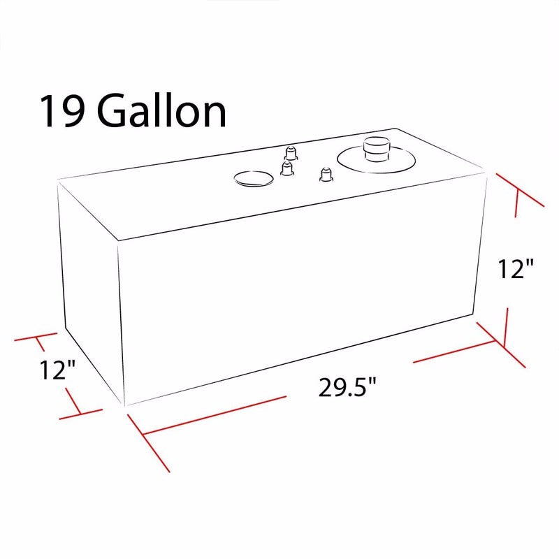 Polish Aluminum 19 Gallon/72L Gas Fuel Cell Tank/Black Cap Door+Level Sender-Performance-BuildFastCar
