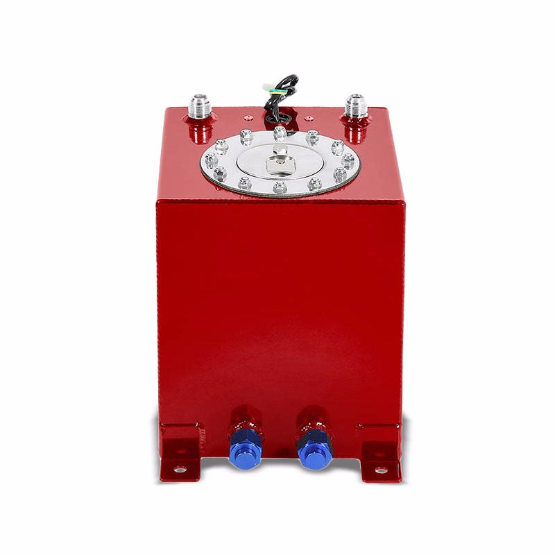 Red Aluminum 2.5 Gallon/9.5L Gas Fuel Cell Tank/Polish Cap Door+Level Sender-Performance-BuildFastCar
