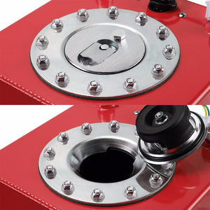 Red Aluminum 2.5 Gallon/9.5L Gas Fuel Cell Tank/Polish Cap Door+Level Sender-Performance-BuildFastCar