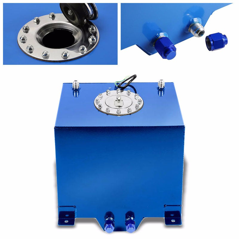 Blue Aluminum 5 Gallon/18.8L Gas Fuel Cell Tank/Polish Cap Door+Level Sender-Performance-BuildFastCar