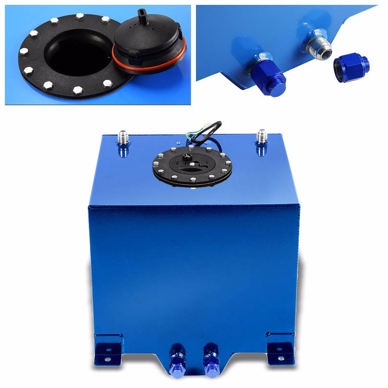 Blue Aluminum 5 Gallon/18.8L Gas Fuel Cell Tank/Black Cap Door+Level Sender-Performance-BuildFastCar