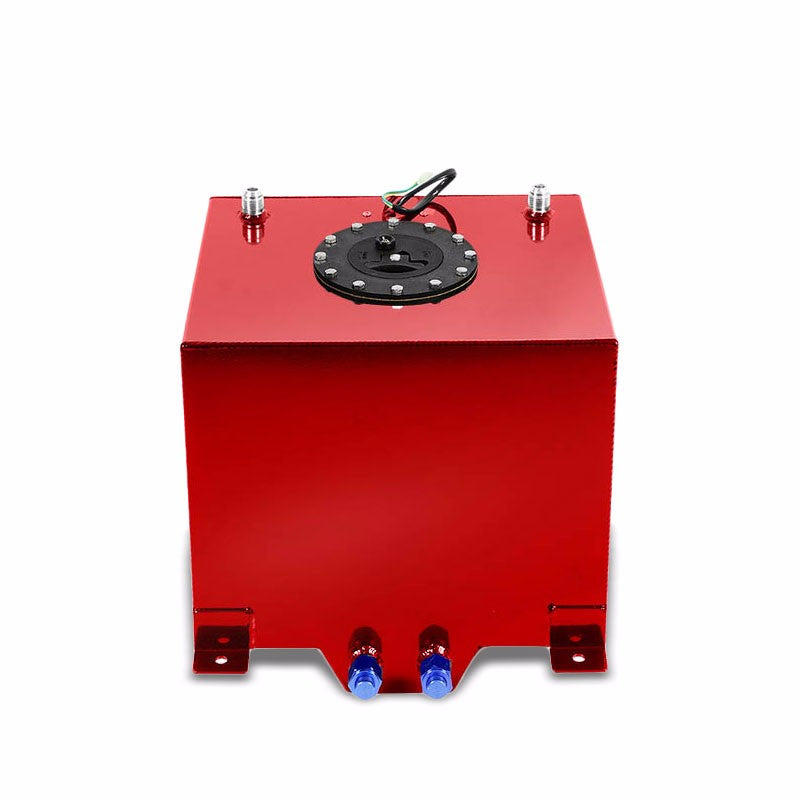 Red Aluminum 5 Gallon/18.8L Fuel Cell Tank/Black Cap Door/2.0" Sump+Level Sender-Performance-BuildFastCar