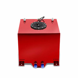 Red Aluminum 5 Gallon/18.8L Fuel Cell Tank/Black Cap Door/2.0" Sump+Level Sender-Performance-BuildFastCar