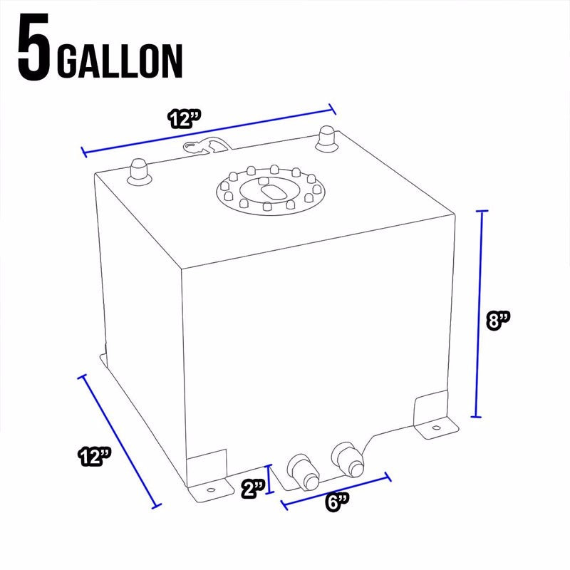 Red Aluminum 5 Gallon/18.8L Fuel Cell Tank/Black Cap Door/2.0" Sump+Level Sender-Performance-BuildFastCar