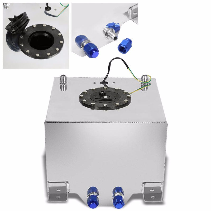 Polish Aluminum 5 Gallon/18.8L Gas Fuel Cell Tank/Black Cap Door+Level Sender-Performance-BuildFastCar