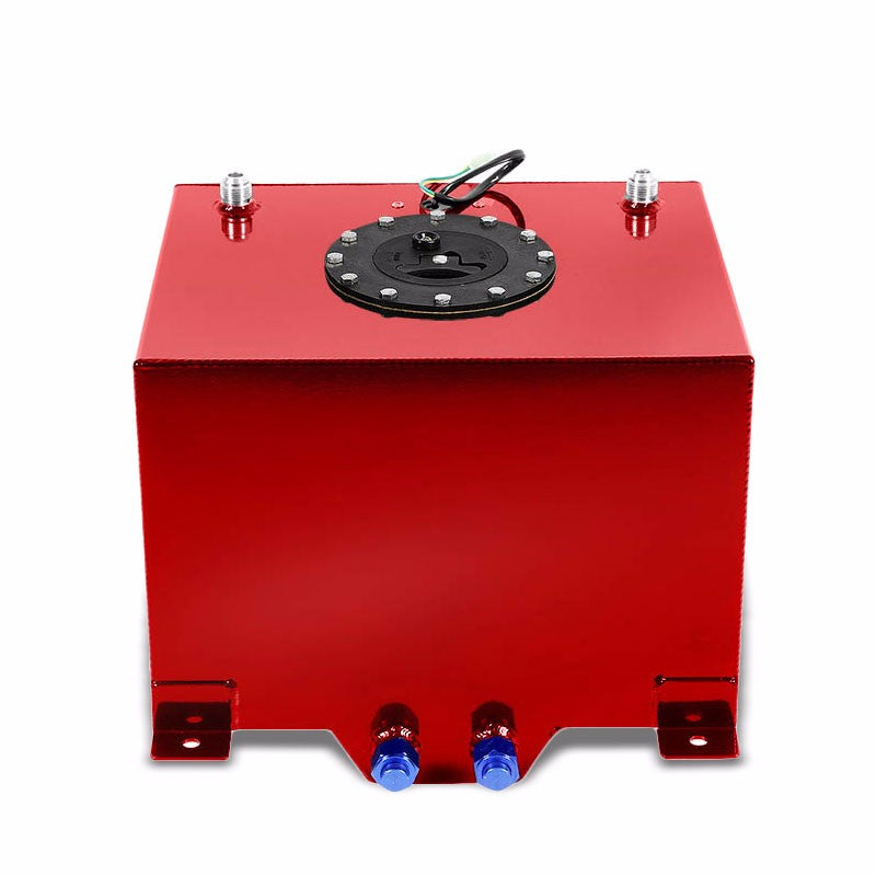 Red Aluminum 8 Gallon/30.5L Fuel Cell Tank/Black Cap Door/2.0" Sump+Level Sender-Performance-BuildFastCar