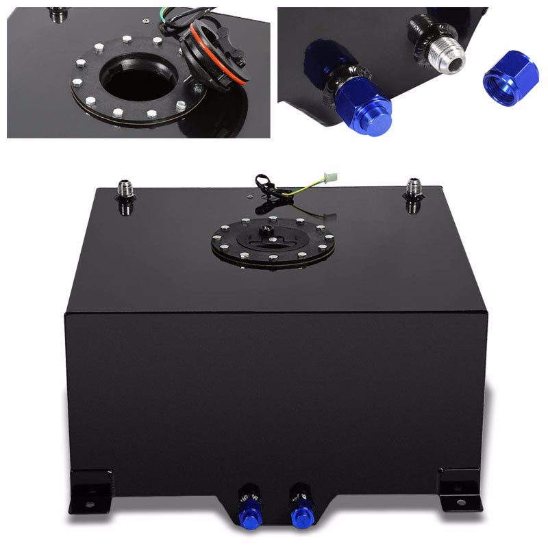 Black Aluminum 10 Gallon/38L Gas Fuel Cell Tank/Black Cap Door+Level Sender-Performance-BuildFastCar