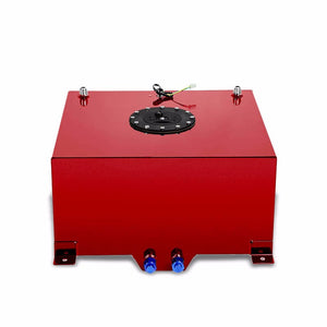 Red Aluminum 10 Gallon/38L Fuel Cell Tank/Black Cap Door/2.0" Sump+Level Sender-Performance-BuildFastCar