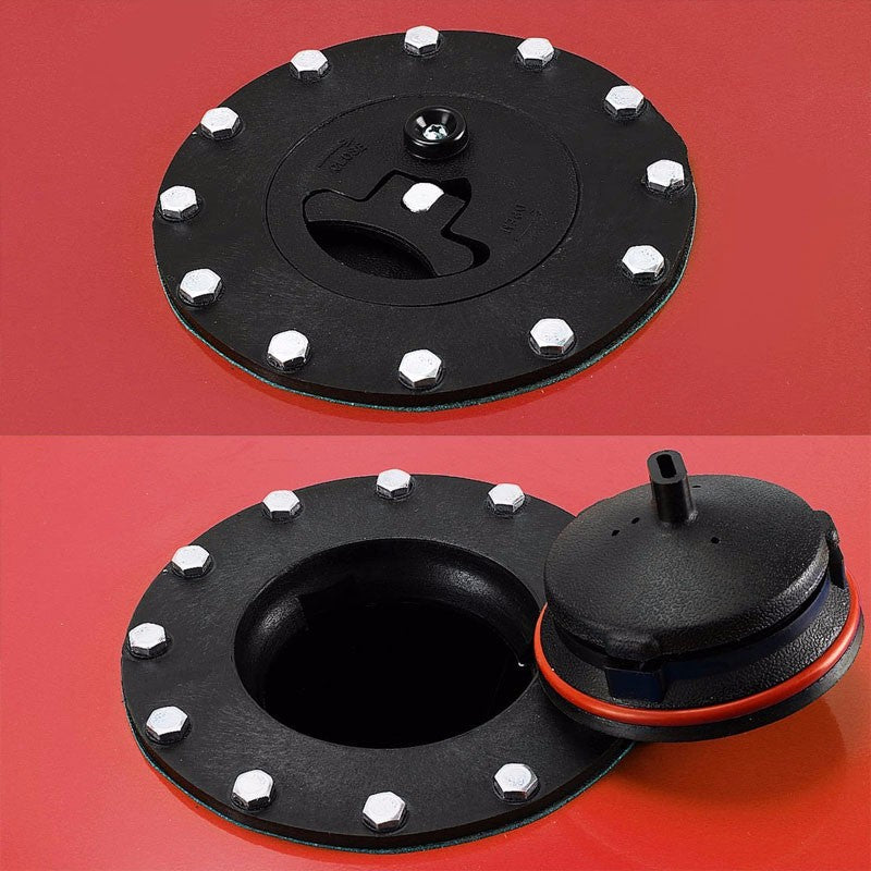 Red Aluminum 10 Gallon/38L Fuel Cell Tank/Black Cap Door/2.0" Sump+Level Sender-Performance-BuildFastCar
