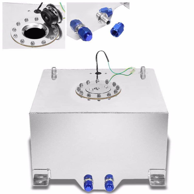 Polish Aluminum 15.5 Gallon/59L Gas Fuel Cell Tank/Polish Cap Door+Level Sender-Performance-BuildFastCar