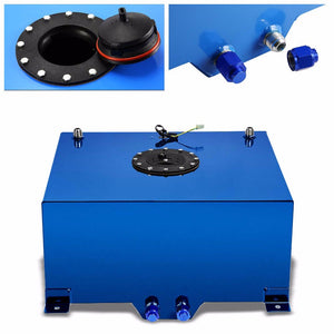 Blue Aluminum 15.5 Gallon/59L Gas Fuel Cell Tank/Black Cap Door+Level Sender-Performance-BuildFastCar