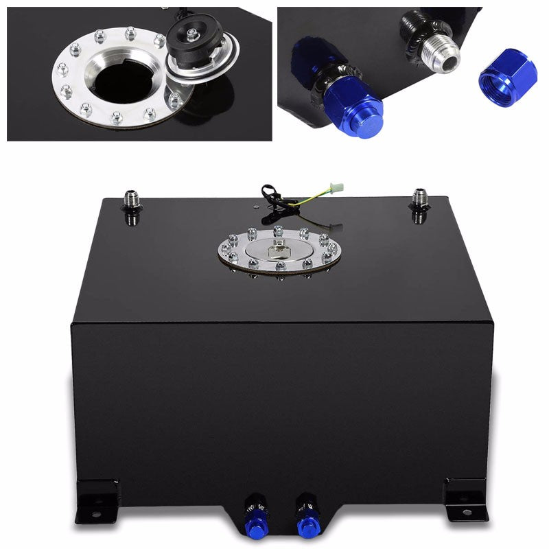 Black Aluminum 15 Gallon/57L Gas Fuel Cell Tank/Polish Cap Door+Level Sender-Performance-BuildFastCar