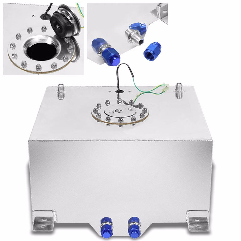 Polish Aluminum 15 Gallon/57L Gas Fuel Cell Tank/Polish Cap Door+Level Sender-Performance-BuildFastCar