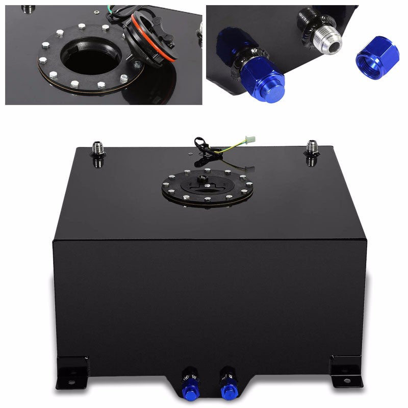 Black Aluminum 15 Gallon/57L Gas Fuel Cell Tank/Black Cap Door+Level Sender-Performance-BuildFastCar