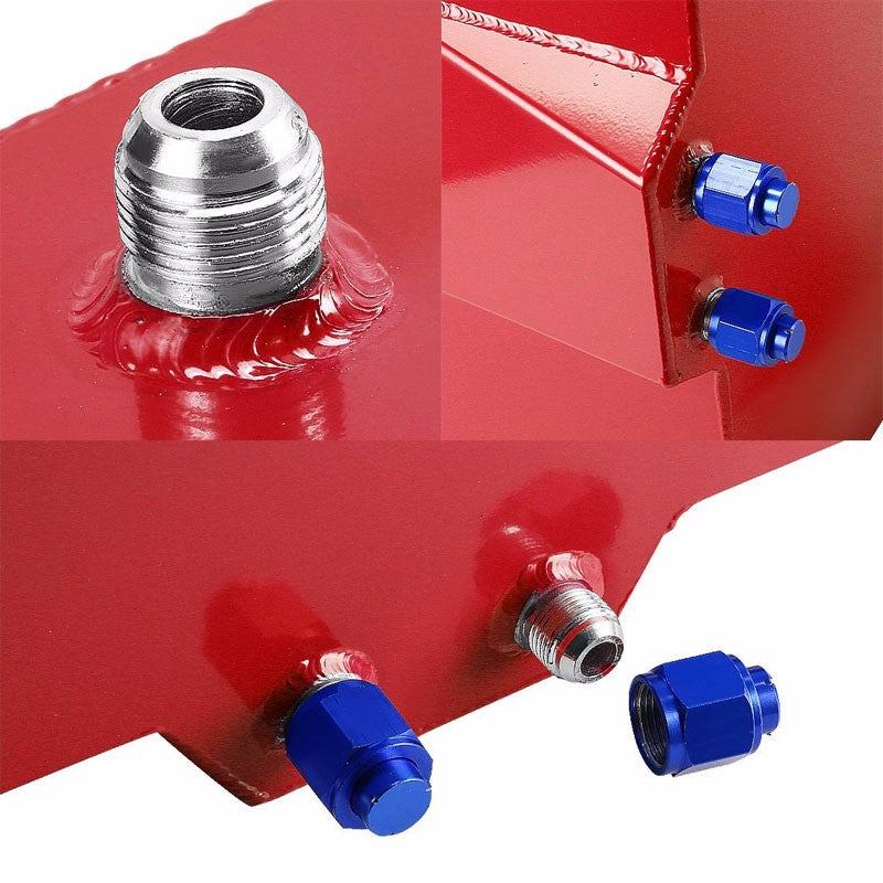 Red Aluminum 15 Gallon/57L Fuel Cell Tank/Black Cap Door/2.0" Sump+Level Sender-Performance-BuildFastCar