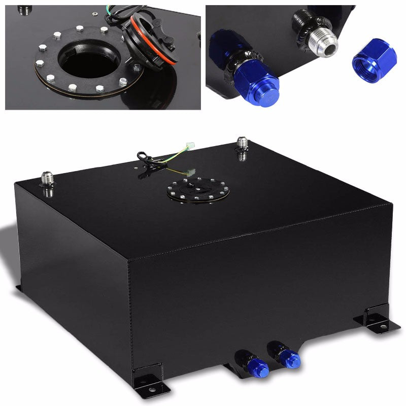 Black Aluminum 20 Gallon/76L Gas Fuel Cell Tank/Black Cap Door+Level Sender-Performance-BuildFastCar