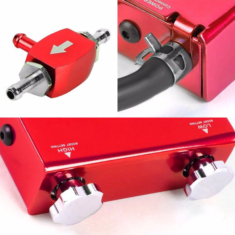 Red Dual Stage Electronic Adjustable Pressure 1-30 PSI Turbo Charger Boost Control+Rocket Switch-Performance-BuildFastCar