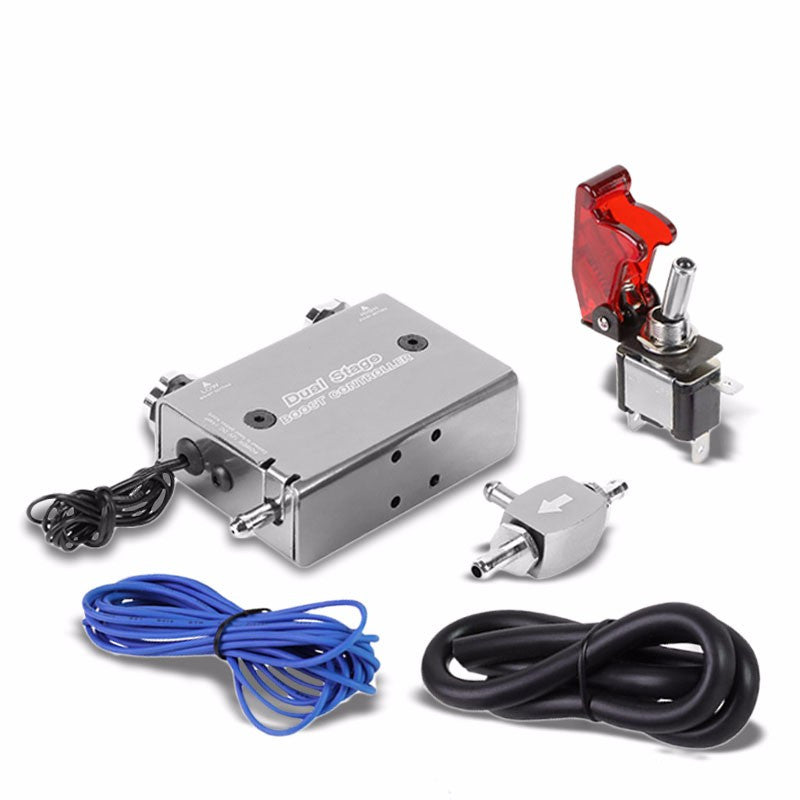 Silver Dual Stage Electronic Adjustable Pressure 1-30 PSI Turbo Charger Boost Control+Rocket Switch-Performance-BuildFastCar