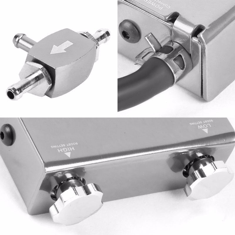 Silver Dual Stage Electronic Adjustable Pressure 1-30 PSI Turbo Charger Boost Control+Rocket Switch-Performance-BuildFastCar