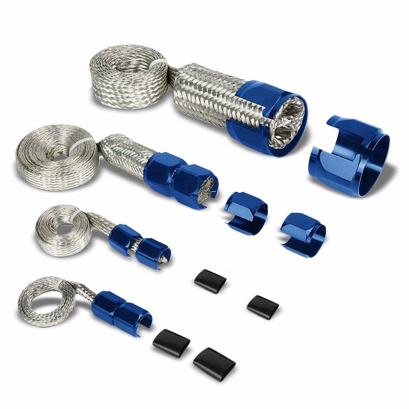 Stainless Steel Blue Braided Hose Dress Up Kit Oil/Fuel/Vacuum/Radiator/Heater-Performance-BuildFastCar