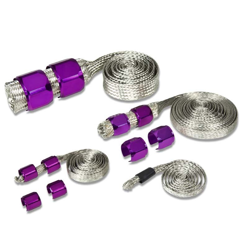 Stainless Steel Purple Braided Hose Dress Up Kit Oil/Fuel/Vacuum/Radiator/Heater-Performance-BuildFastCar