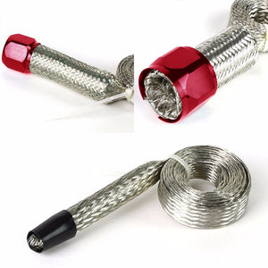 Stainless Steel Red Braided Hose Dress Up Kit Oil/Fuel/Vacuum/Radiator/Heater-Performance-BuildFastCar