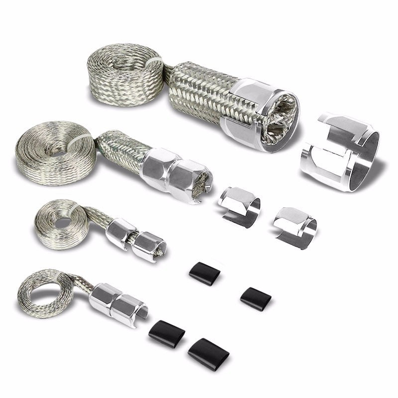 Stainless Steel Silver Braided Hose Dress Up Kit Oil/Fuel/Vacuum/Radiator/Heater-Performance-BuildFastCar