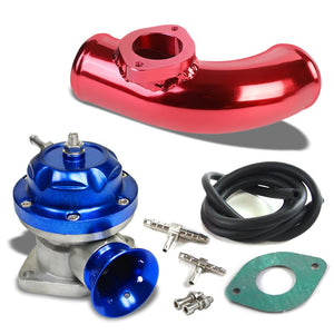 Blue Type-RS Turbo Turbocharger Blow Off Valve BOV+Red 8" Curve Flange Pipe-Performance-BuildFastCar