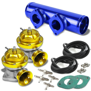 Gold Type-RS Turbo Blow Off Valve BOV+Blue 9.5" Straight Dual Port Flange Pipe-Performance-BuildFastCar