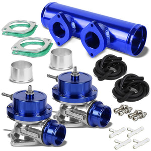 Type-S/RS/RZ Adjust Turbo Blow Off Valve BOV+9" Long Flange Dual Port Pipe Blue-Performance-BuildFastCar