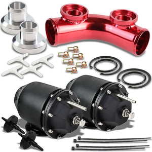Black Aluminum SSQV/SQV Blow Off Valve TYA2+Red 8" 70 Angle Port BOV Flange Pipe-Performance-BuildFastCar