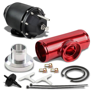 Black SQV Turbocharger Blow Off Valve BOV TYA2+Red 6" Long Straight Flange Pipe-Performance-BuildFastCar