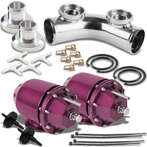 Purple SSQV Anodized Turbo Blow Off Valve TYA2+Silver Dual Port BOV Flange Pipe-Performance-BuildFastCar