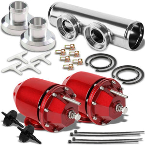 Red SSQV/SQV Adjust 30 PSI Turbo Blow Off Valve TYA2+Silver 9.5" BOV Flange Pipe-Performance-BuildFastCar