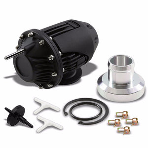 Black SSQV Style Turbo Blow Off Valve BOV+Silver 9.5" Straight 2Port Flange Pipe-Performance-BuildFastCar