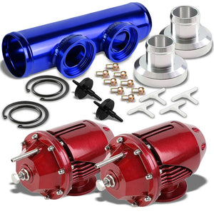 Red SSQV Anodized Adjust Turbo Blow Off Valve BOV+Blue 9.5" Straight Flange Pipe-Performance-BuildFastCar