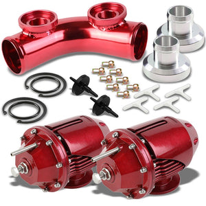 Red SSQV Style Anodized Turbocharger Blow Off Valve BOV+Dual Port Flange Pipe-Performance-BuildFastCar