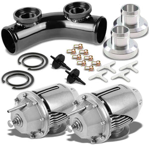 Silver SSQV Adjust 30PSI Turbo Blow Off Valve BOV+Black Dual Adapter Flange Pipe-Performance-BuildFastCar